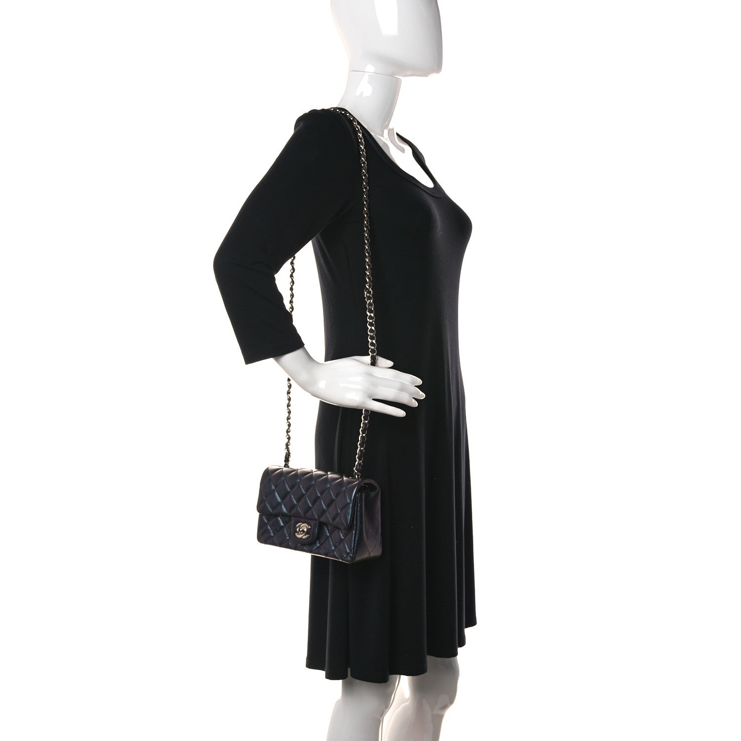 Chanel Iridescent Lambskin Quilted Mini Rectangular Flap Black 2 of 14