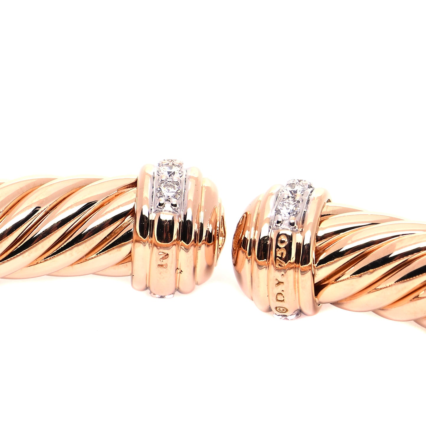 18K Rose Gold Diamond 7mm Cablespira Bracelet