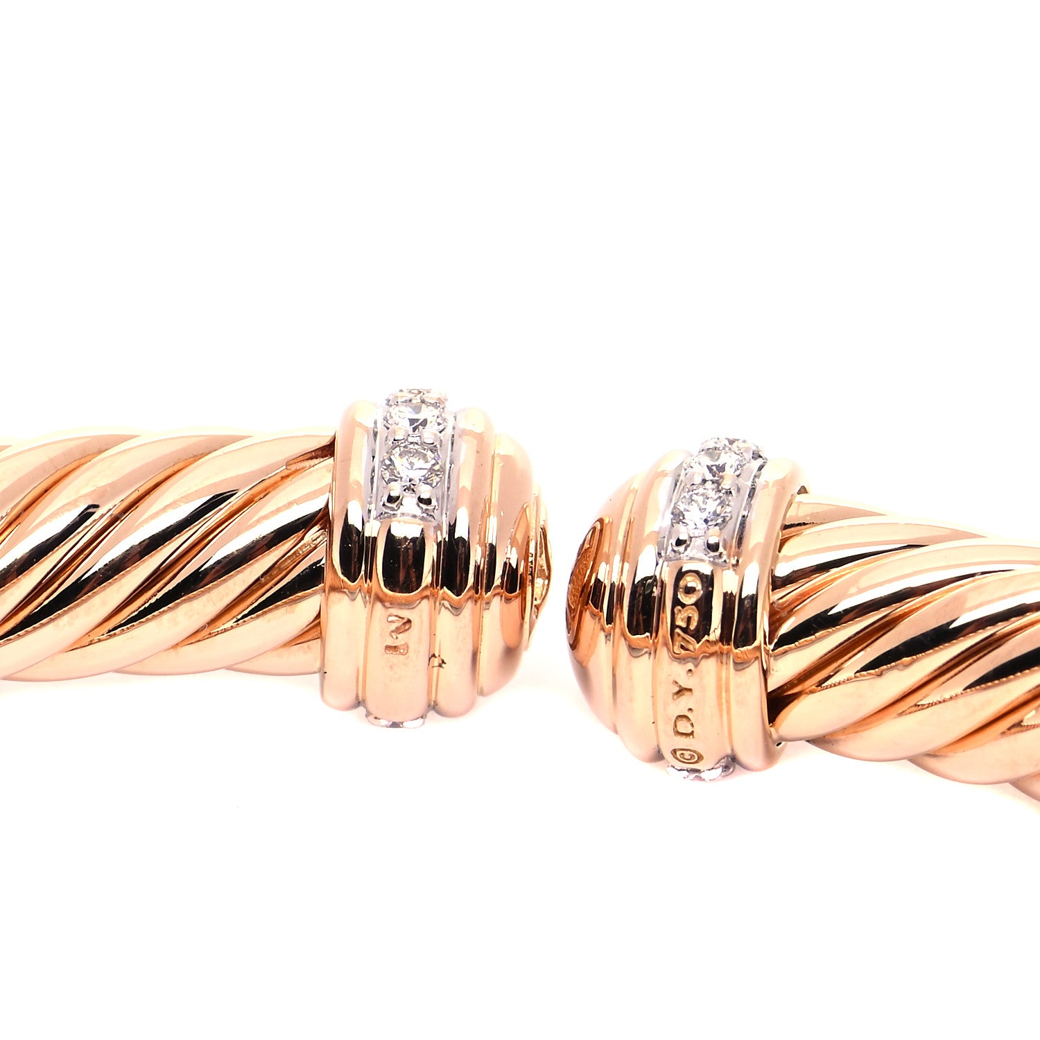 David Yurman 18K Rose Gold Diamond 7mm Cablespira Bracelet 5 of 5