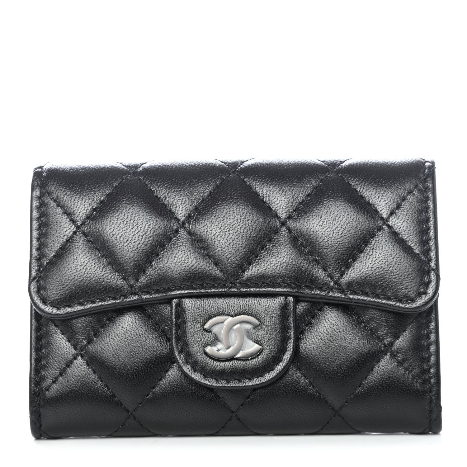 Chanel Lambskin Quilted Flap Card Holder Wallet So Black 1 of 4