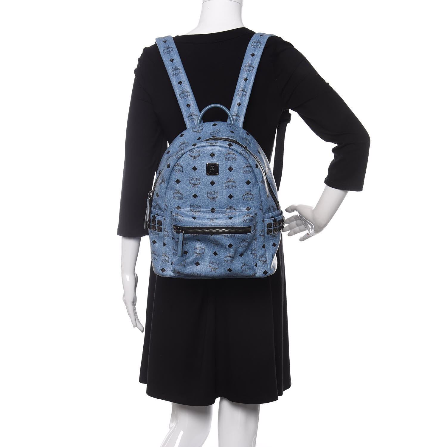 MCM Visetos Side Stud Mini Stark Backpack Blue 2 of 10