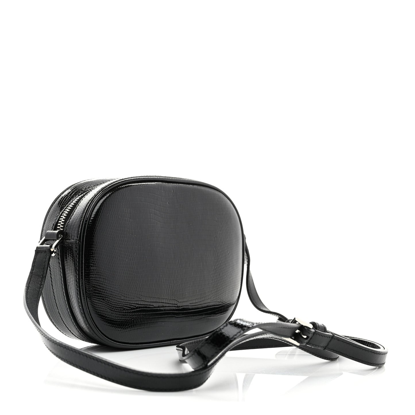 Calfskin Lizard Embossed Le 61 Camera Bag Black