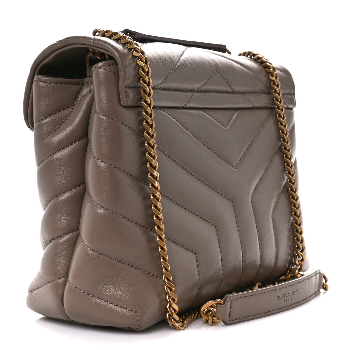 Calfskin Y Quilted Monogram Small Loulou Chain Satchel Taupe