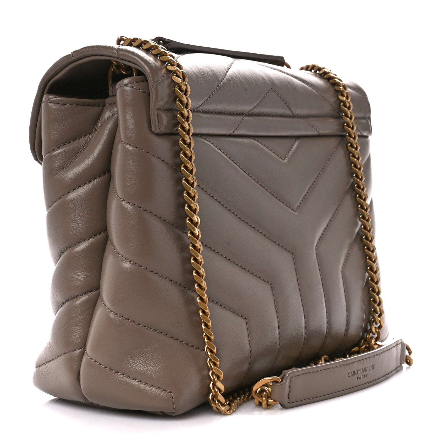 Saint Laurent Calfskin Y Quilted Monogram Small Loulou Chain Satchel Taupe 3 of 11