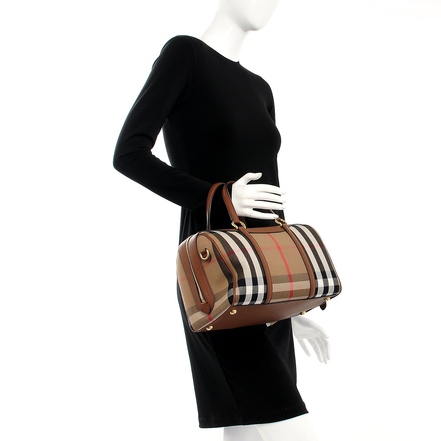 Burberry House Check Derby Calfskin Medium Alchester Bowling Bag Tan 3 of 9