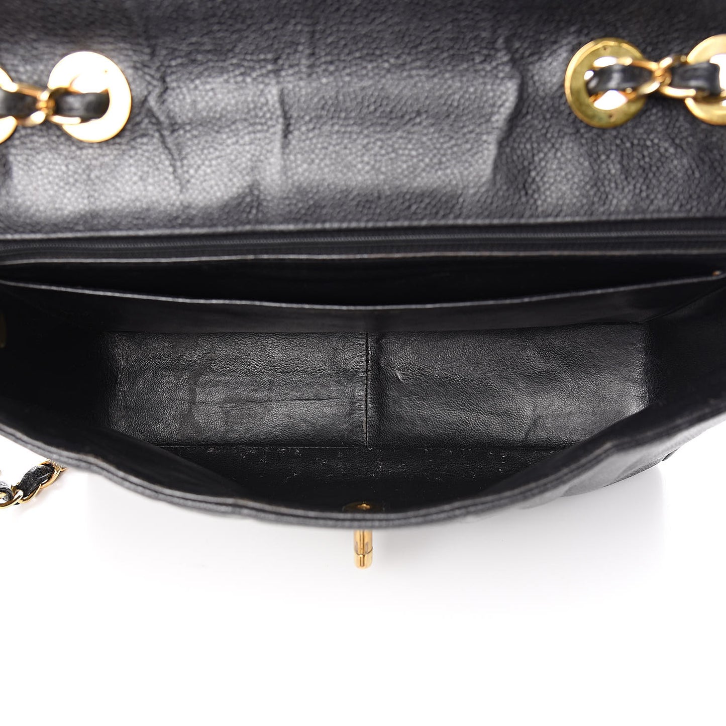 Caviar Vertical Quilted Jumbo Single Flap Black