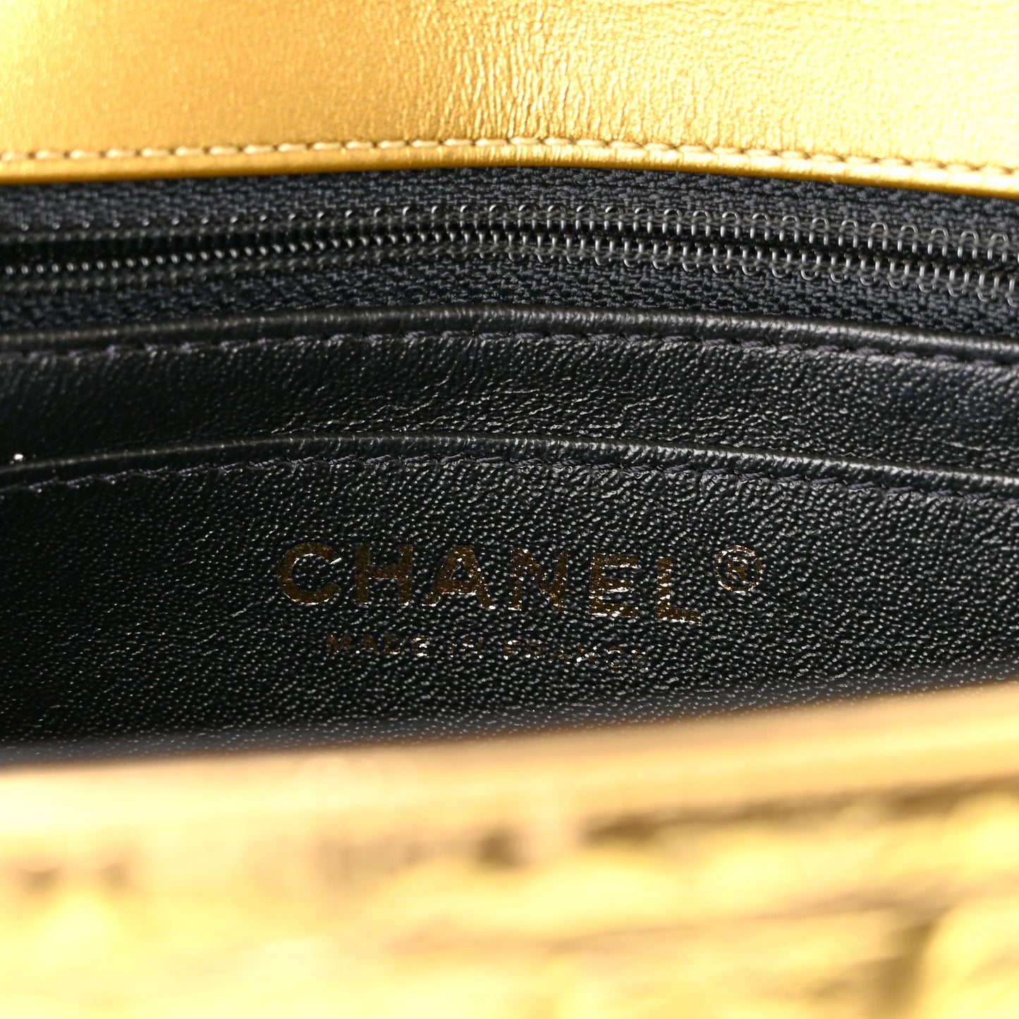 Metallic Calfskin Crocodile Embossed Cocodile Rectangular Mini Flap Gold