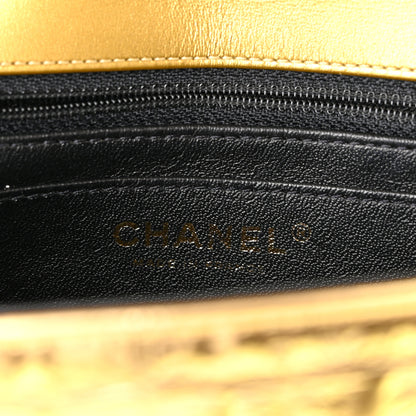 Chanel Metallic Calfskin Crocodile Embossed Cocodile Rectangular Mini Flap Gold 6 of 10