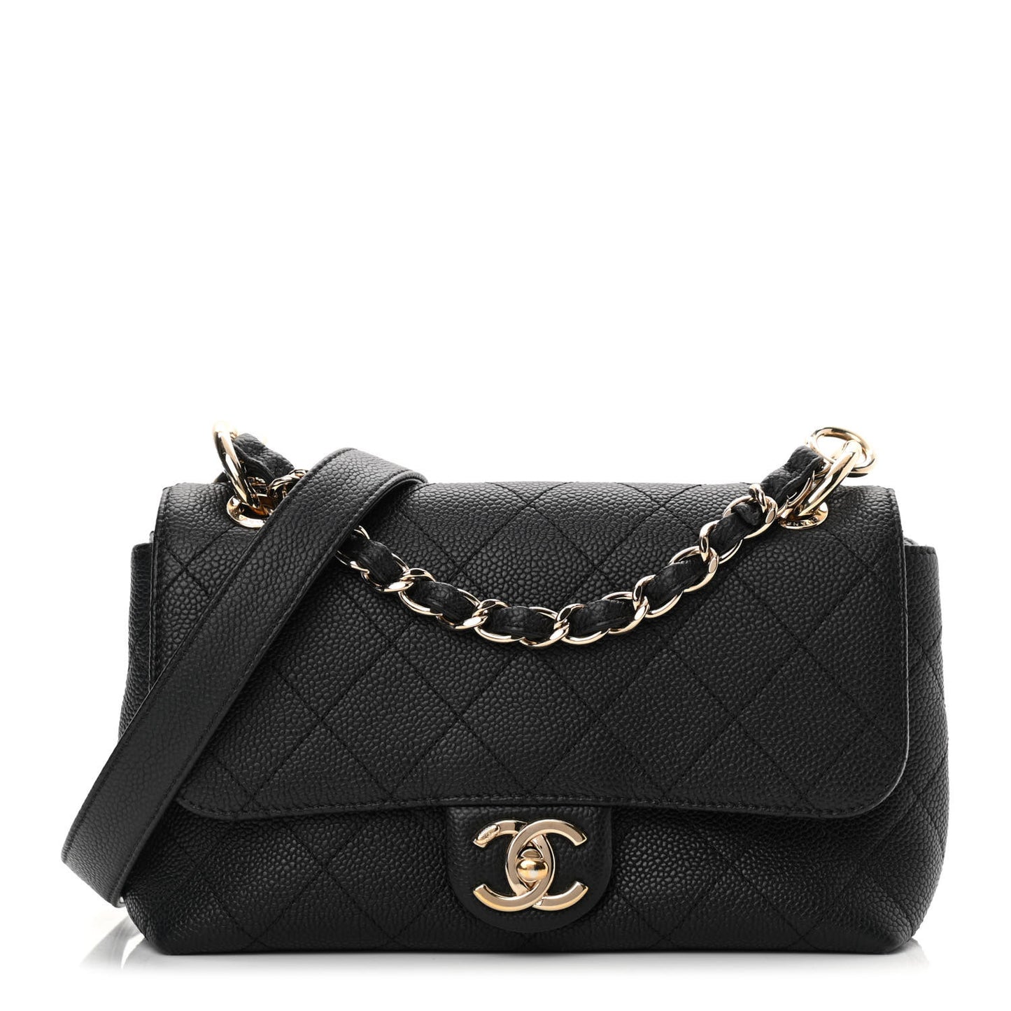 Caviar Quilted Small City Walk Flap Black