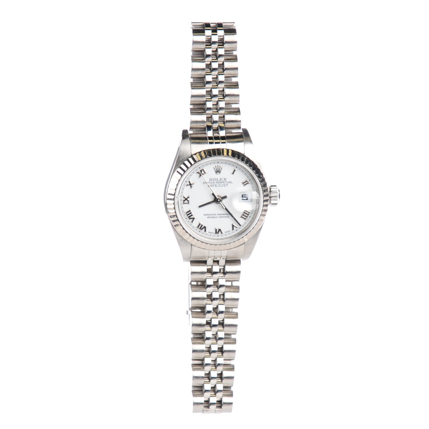 Rolex Stainless Steel 18K White Gold 26mm Oyster Perpetual Datejust Watch White Roman 179174 2 of 7