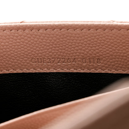 Saint Laurent Grain De Poudre Matelasse Chevron Monogram Flap Wallet Pale Pink 8 of 10