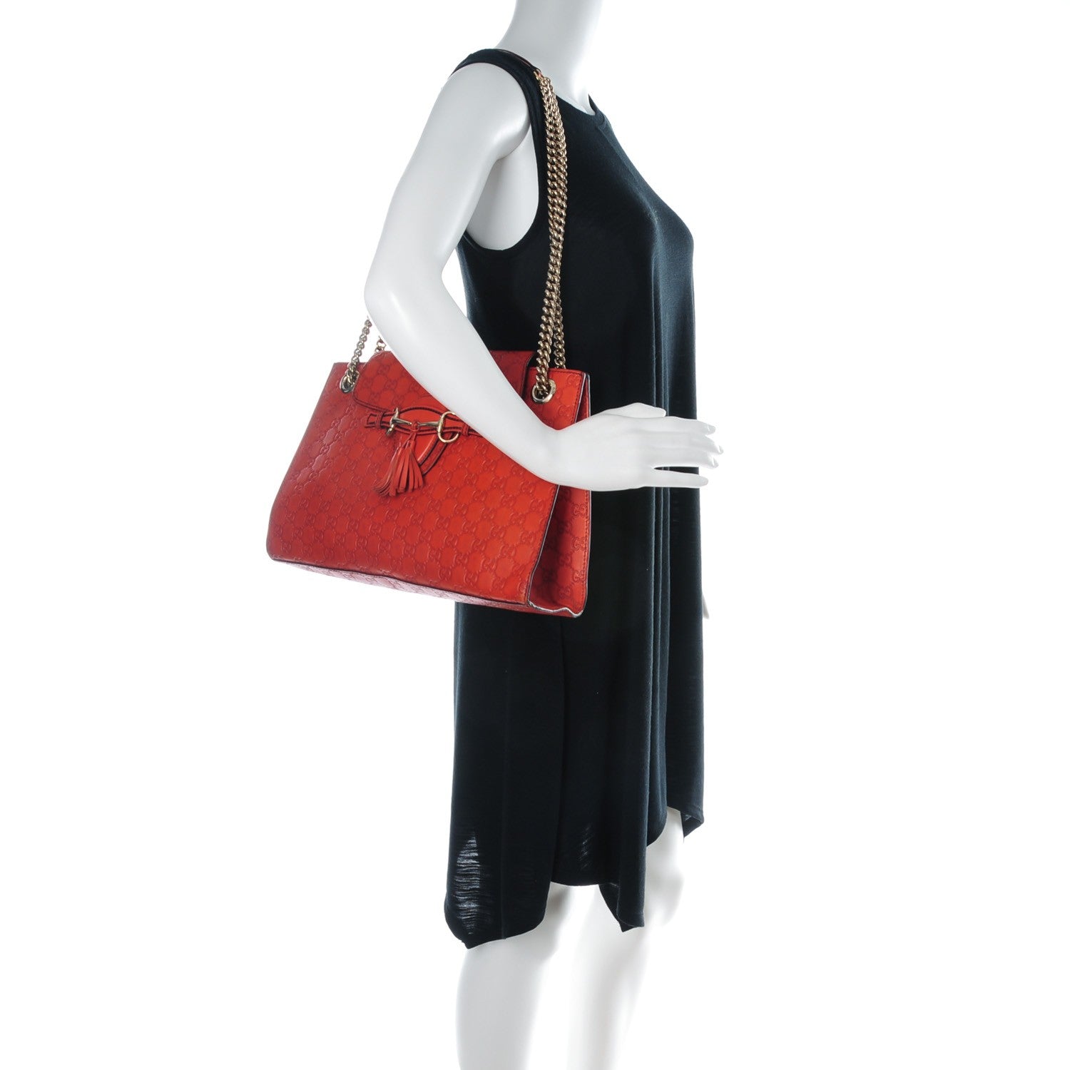 Gucci Guccissima Large Emily Chain Shoulder Bag Sun Orange 2 of 9