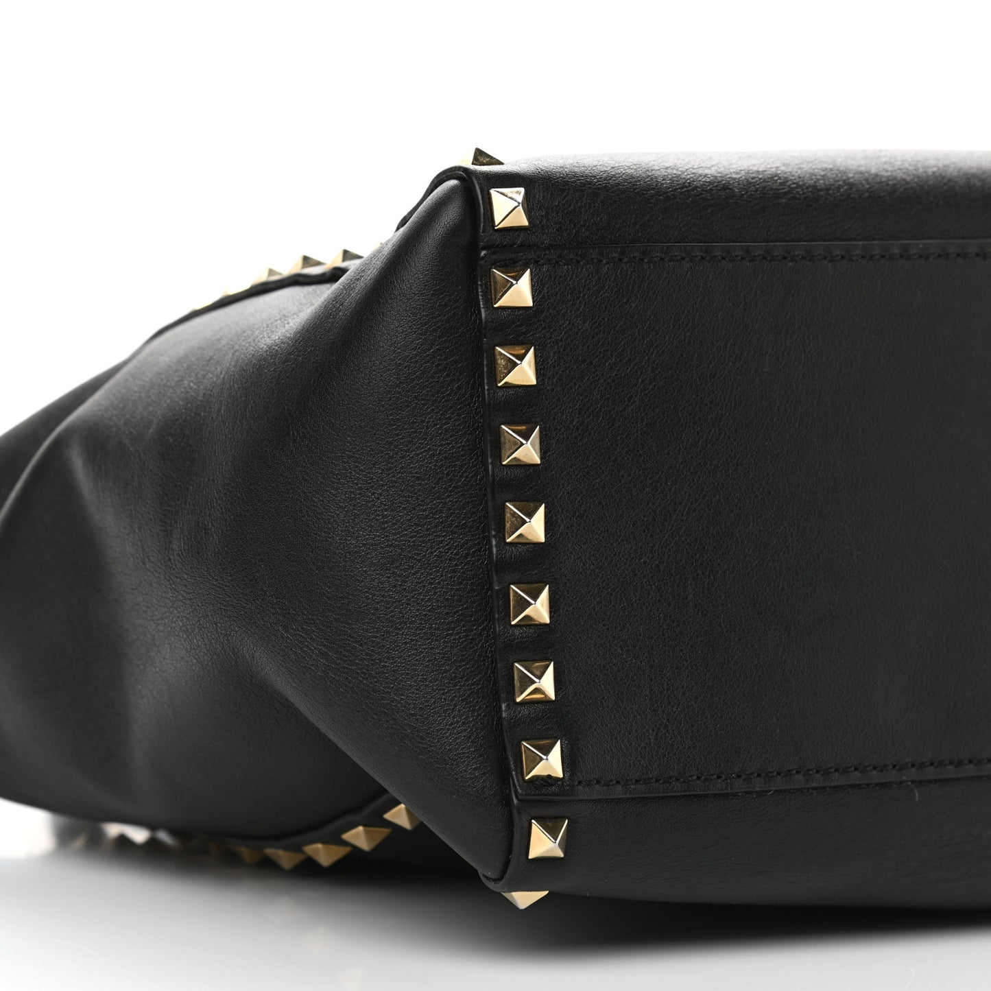 Vitello Rockstud Double Handle Tote Black