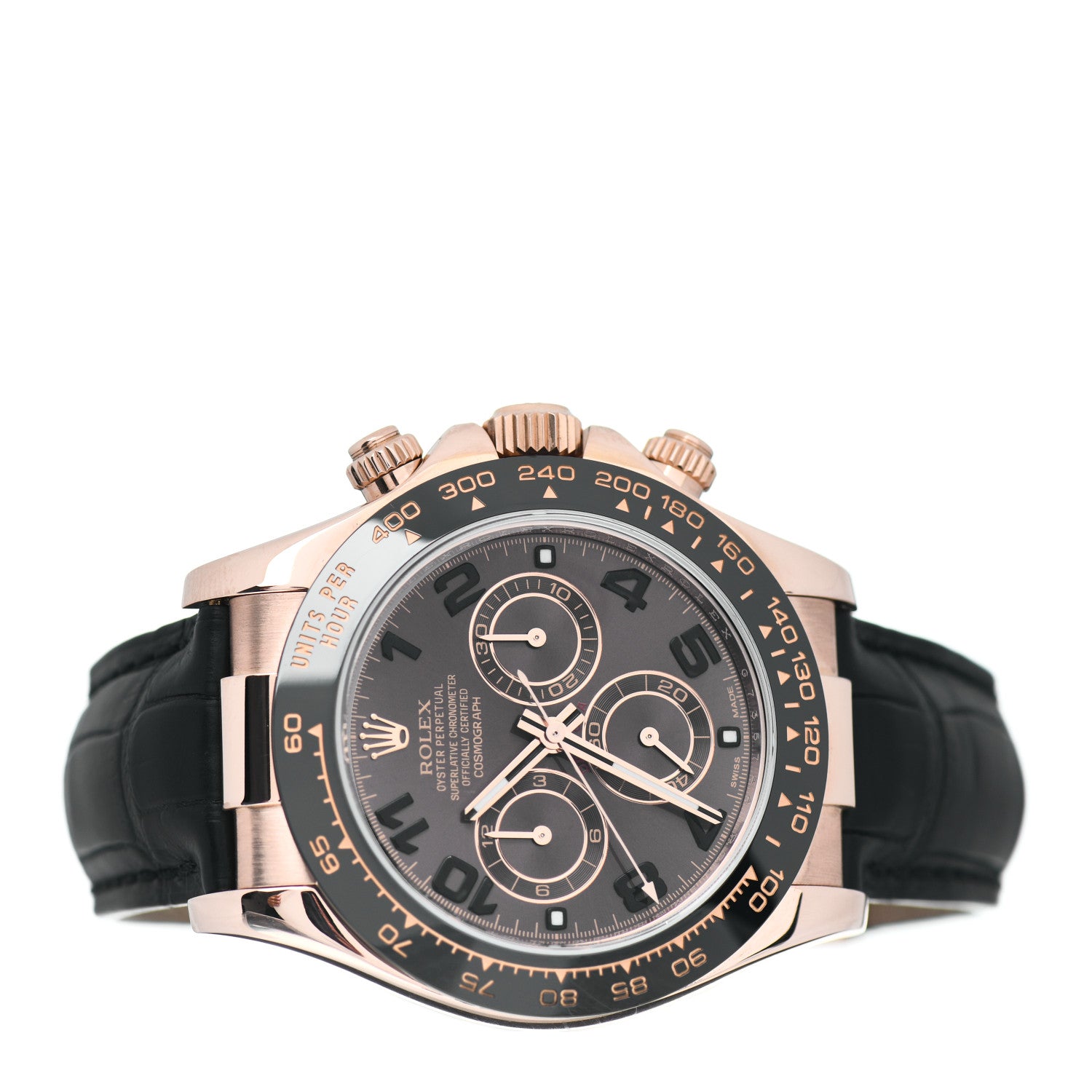 Rolex 18K Everose Gold Alligator 40mm Daytona Oyster Perpetual Watch Chocolate 116515 2 of 4