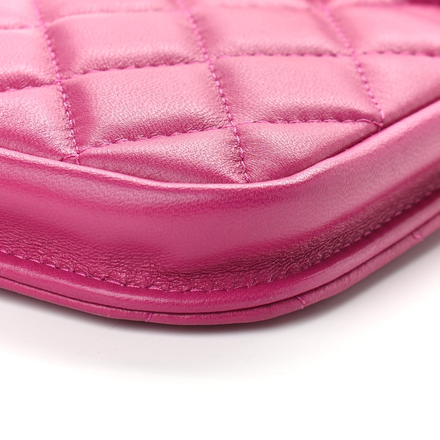 Chanel Lambskin Quilted Phone Chain Clutch Waist Bag Pink 7 of 7