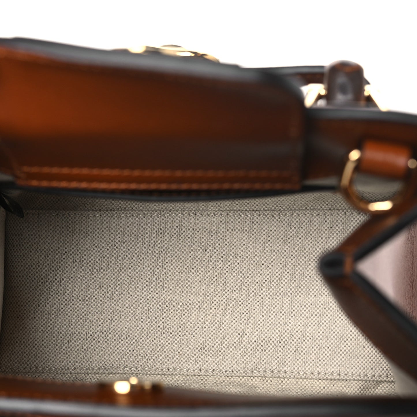 New Canvas Charisma Calfskin Crystal GG Monogram Mini Diana Tote Bag Camel Ebony