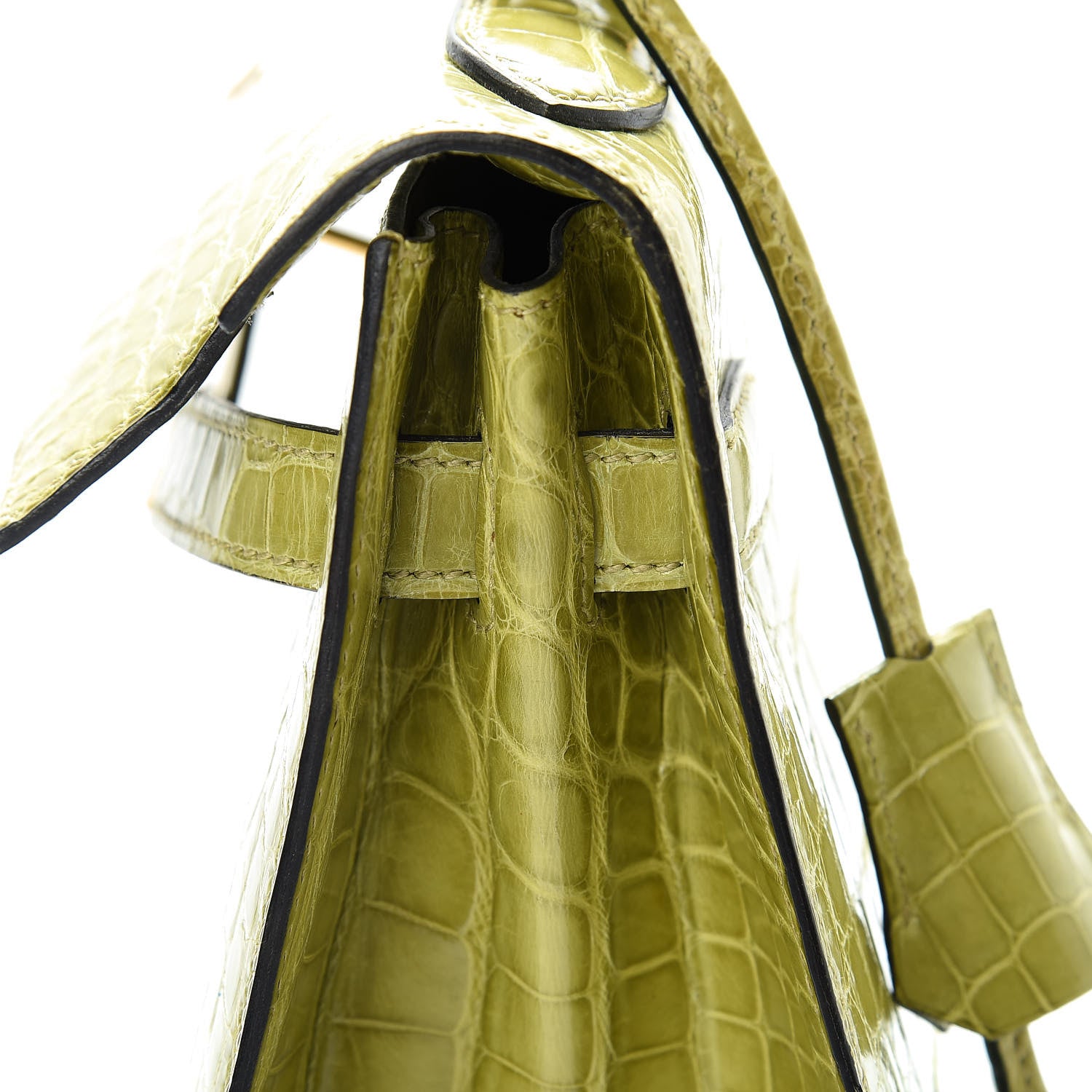 Hermes Shiny Alligator Kelly Sellier 32 Vert Chartreuse 18 of 40