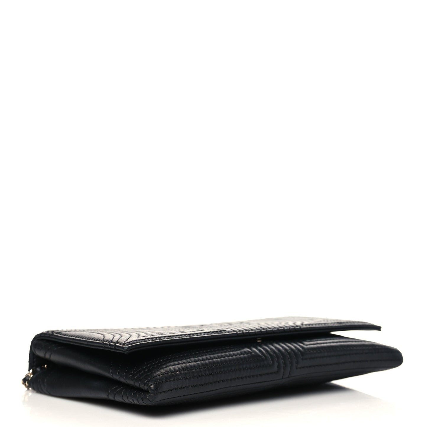 Calfskin Korean Garden Clutch With Chain Black