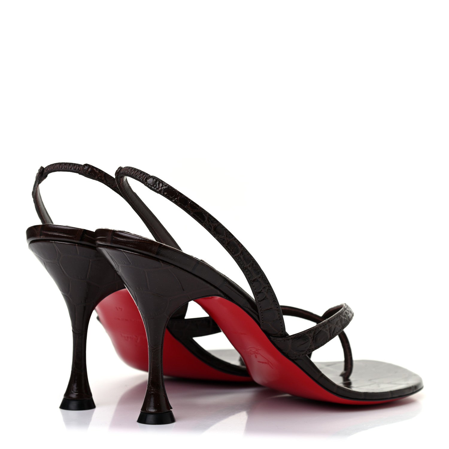 Christian Louboutin Calfskin Crocodile Embossed Taralita 85 Thong Sandals 41 Brown 4 of 7