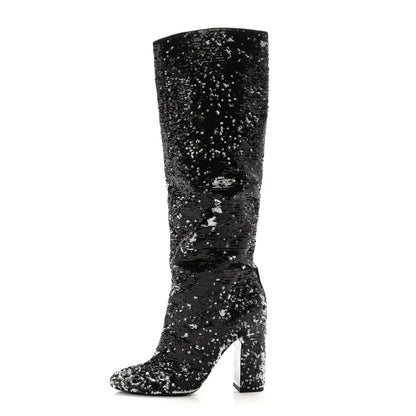 Louis Vuitton Sequin Donna High Boots 39 Black 1 of 9