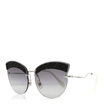 Miu Miu Acetate Glitter Cat Eye Sunglasses SMU58T Black 1 of 7