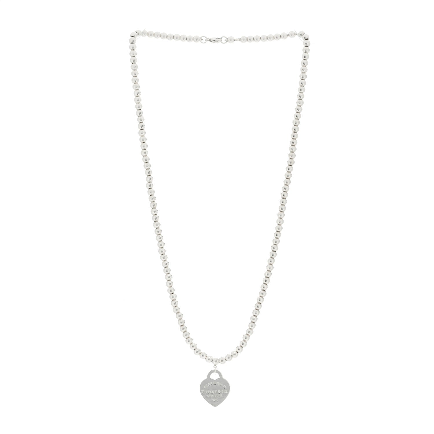 Tiffany Sterling Silver Return to Tiffany Heart Tag Bead Necklace 4 of 8