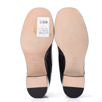 Chanel Metallic Calfskin CC Lace Up Boots 38.5 Silver Black 6 of 12