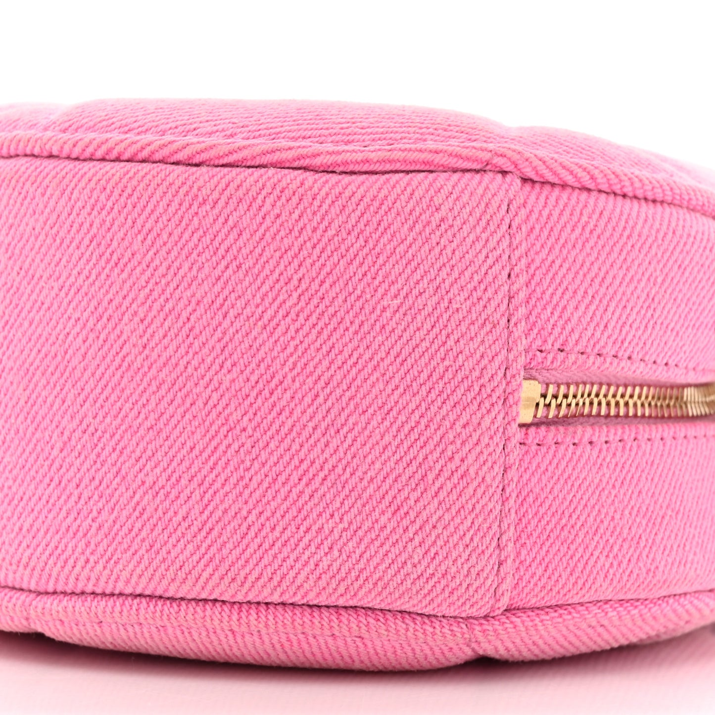 Denim Chanel 19 Round Clutch With Chain Pink