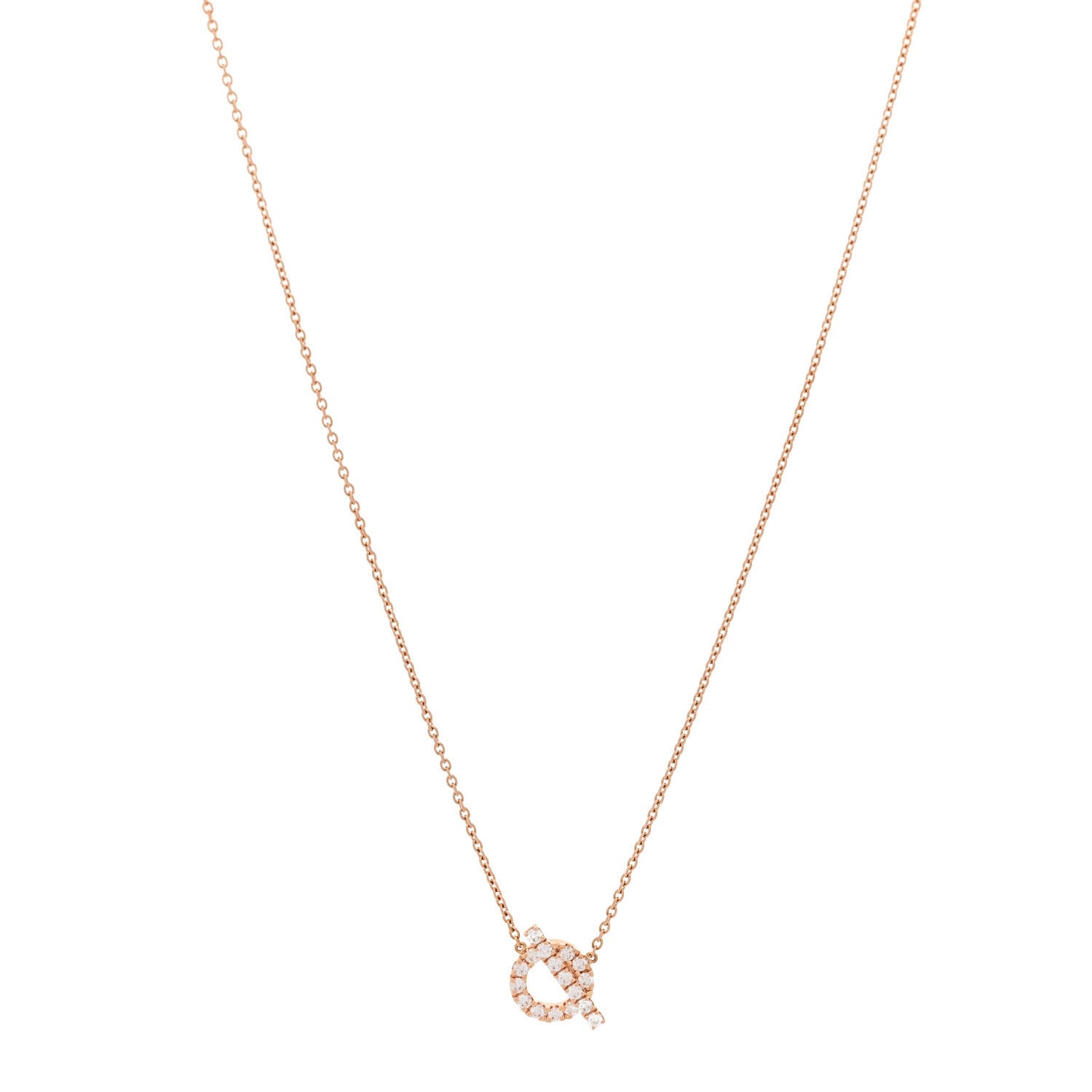 Hermes 18K Rose Gold Diamond Finesse Pendant Necklace 1 of 6