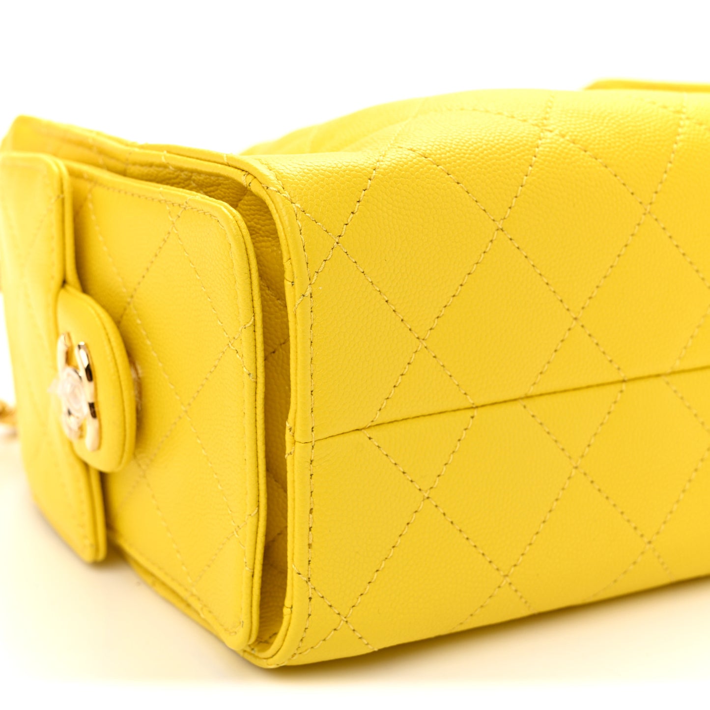 Caviar Quilted Mini Chanel 25 Handbag  Yellow