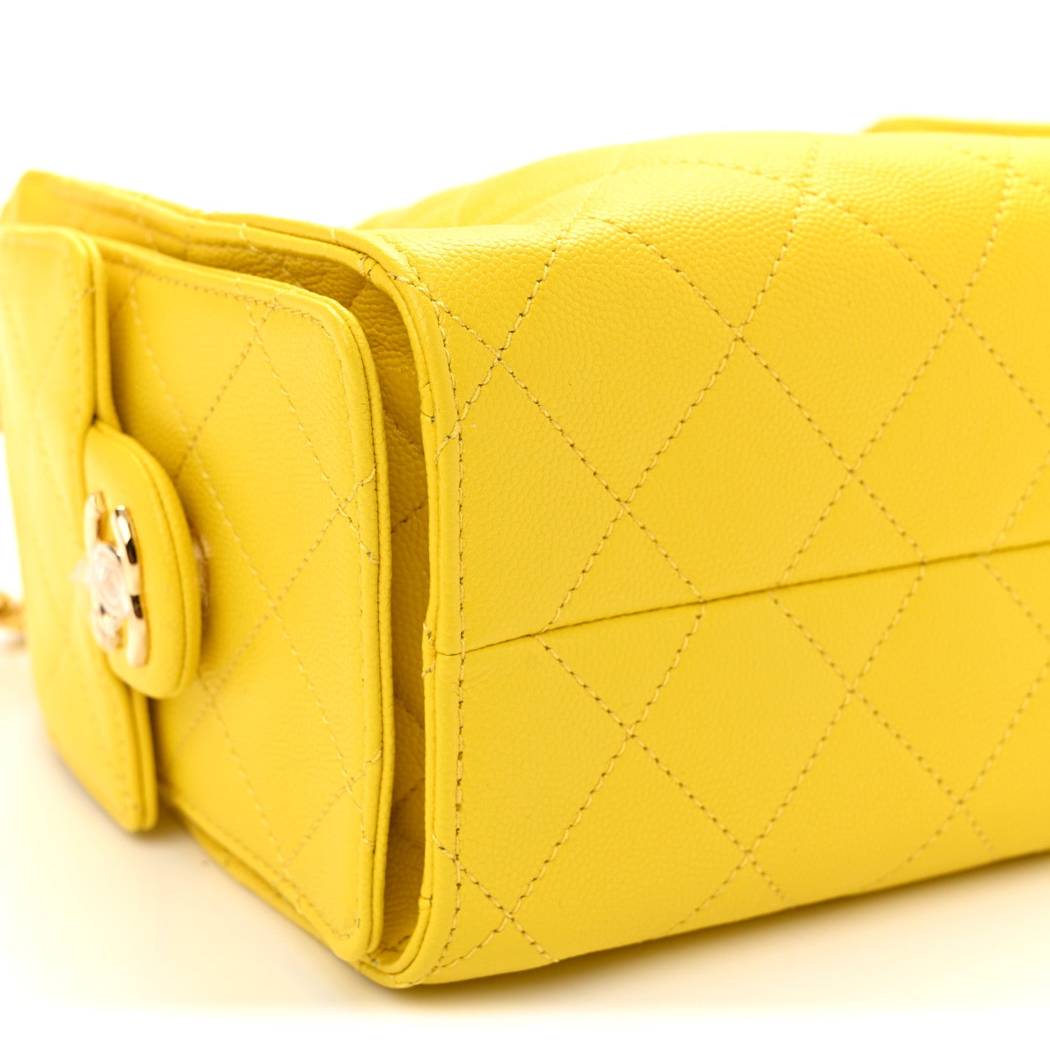 Chanel Caviar Quilted Mini Chanel 25 Handbag  Yellow 9 of 10