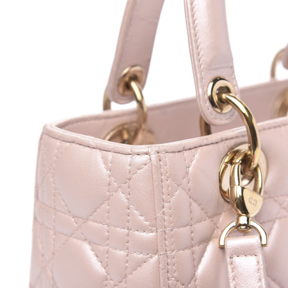Christian Dior Pearly Lambskin Cannage Medium Lady Dior Lotus 12 of 14