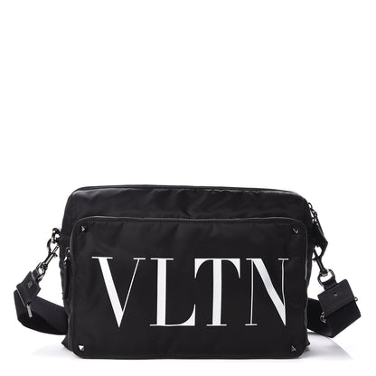 Valentino Garavani Nylon Mens VLTN Padded Messenger Bag Black 1 of 9