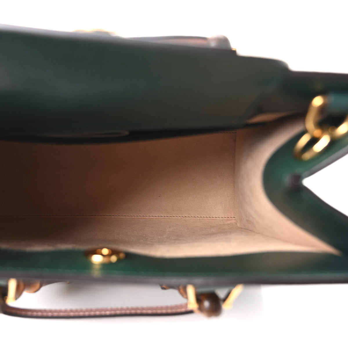 Gucci Textured Dollar Calfskin Web Small Diana Tote Bag Vintage Green Powder Pink 5 of 10