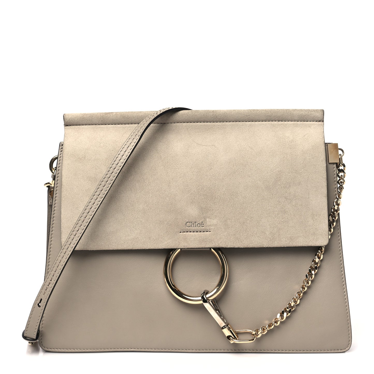 Calfskin Suede Medium Faye Shoulder Bag Motty Grey