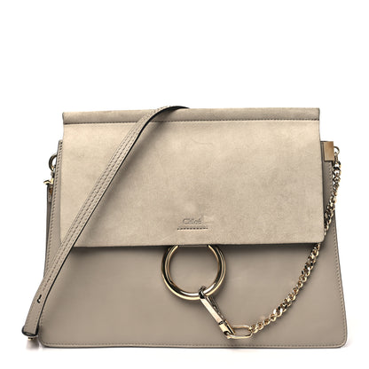Chloe Calfskin Suede Medium Faye Shoulder Bag Motty Grey 1 of 10