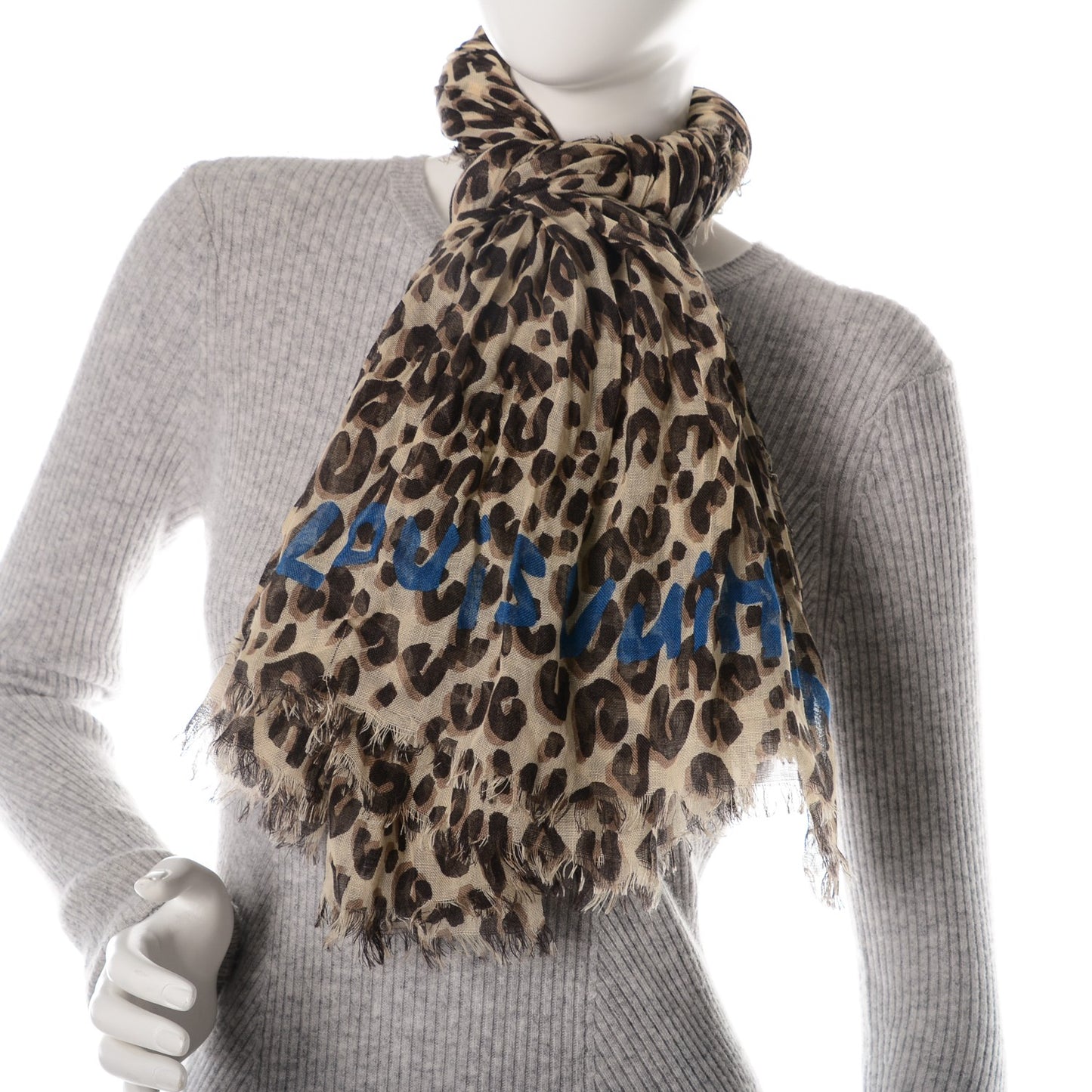 Cashmere Silk Leopard Stole Beige