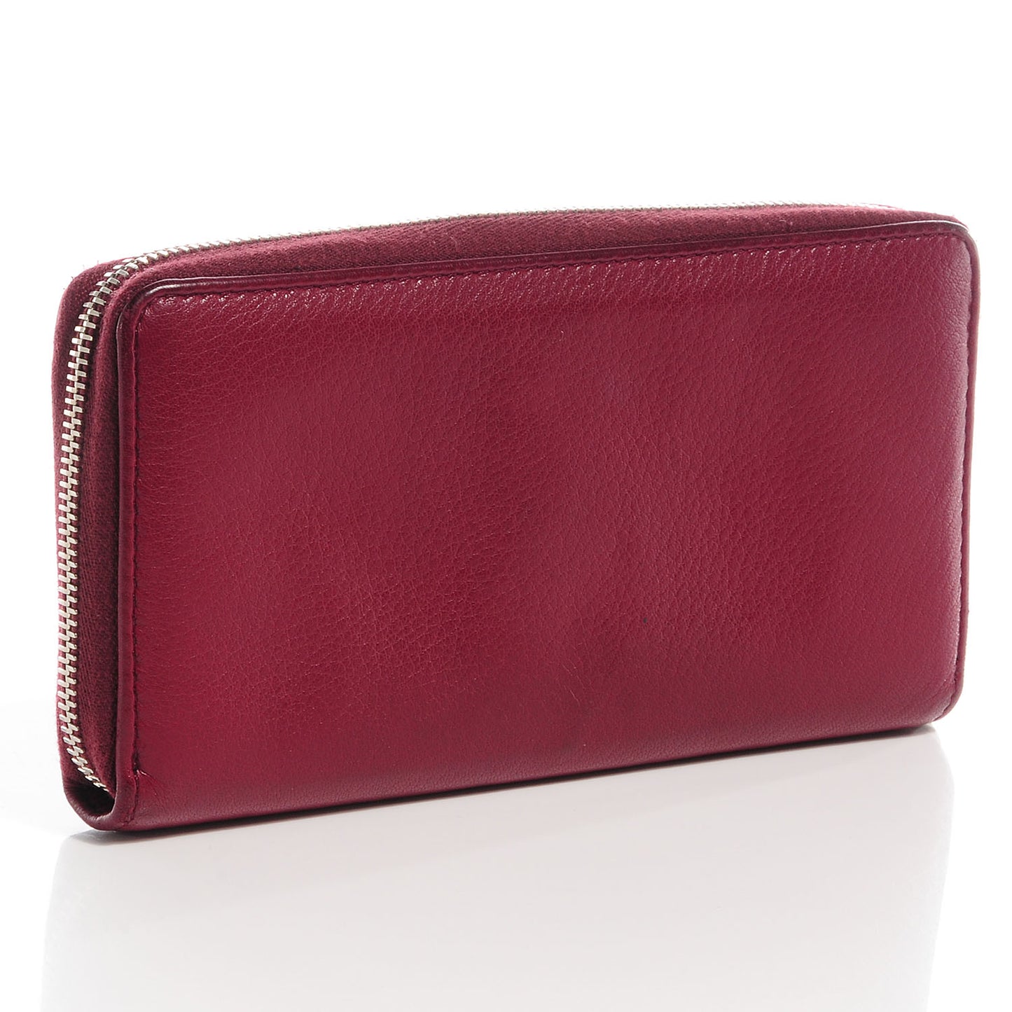 Leather Interlocking G Zip Around Wallet Red