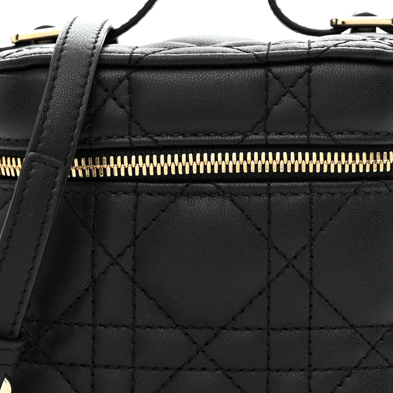 Christian Dior Lambskin Cannage Micro Lady Dior Vanity Case Black