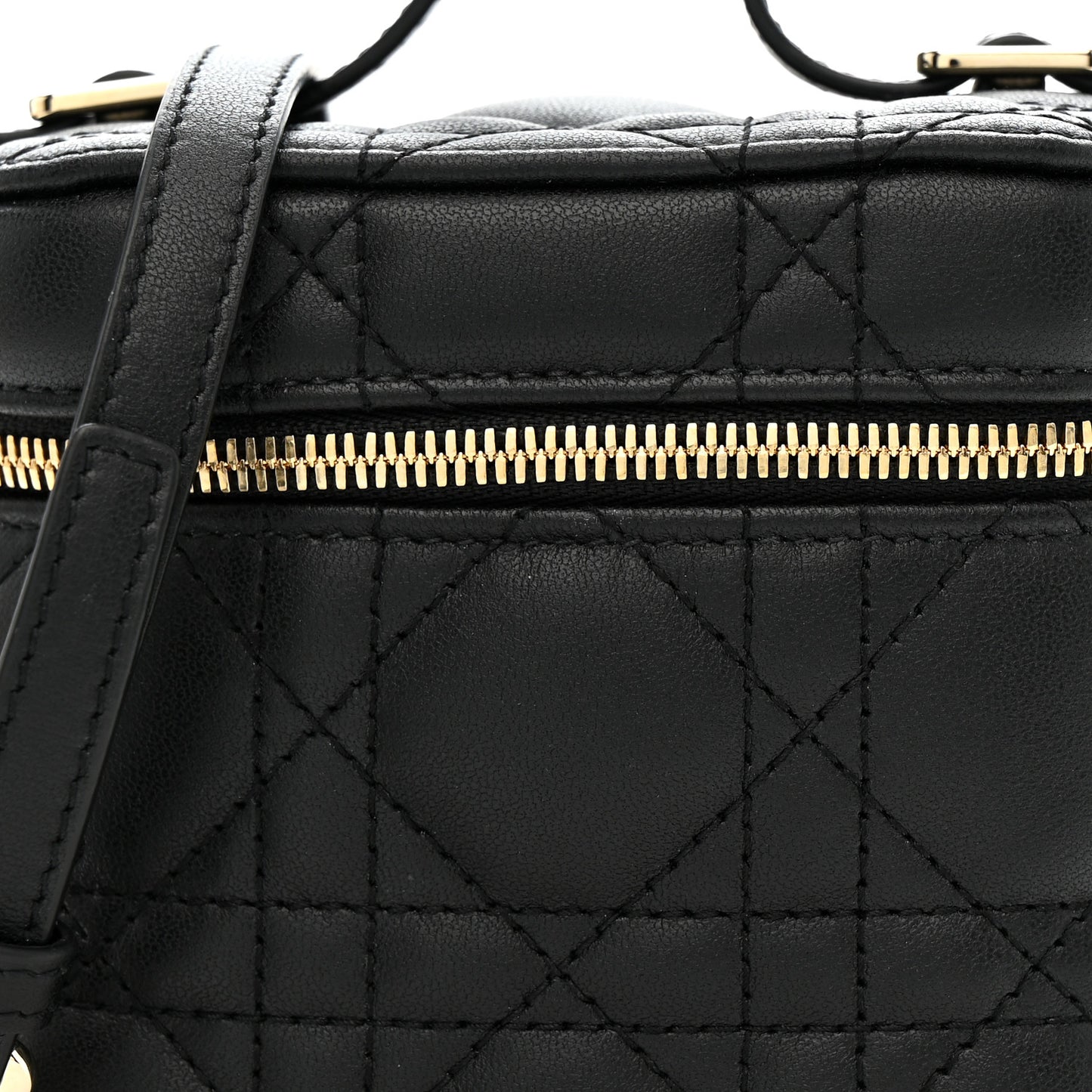 Lambskin Cannage Micro Lady Dior Vanity Case Black