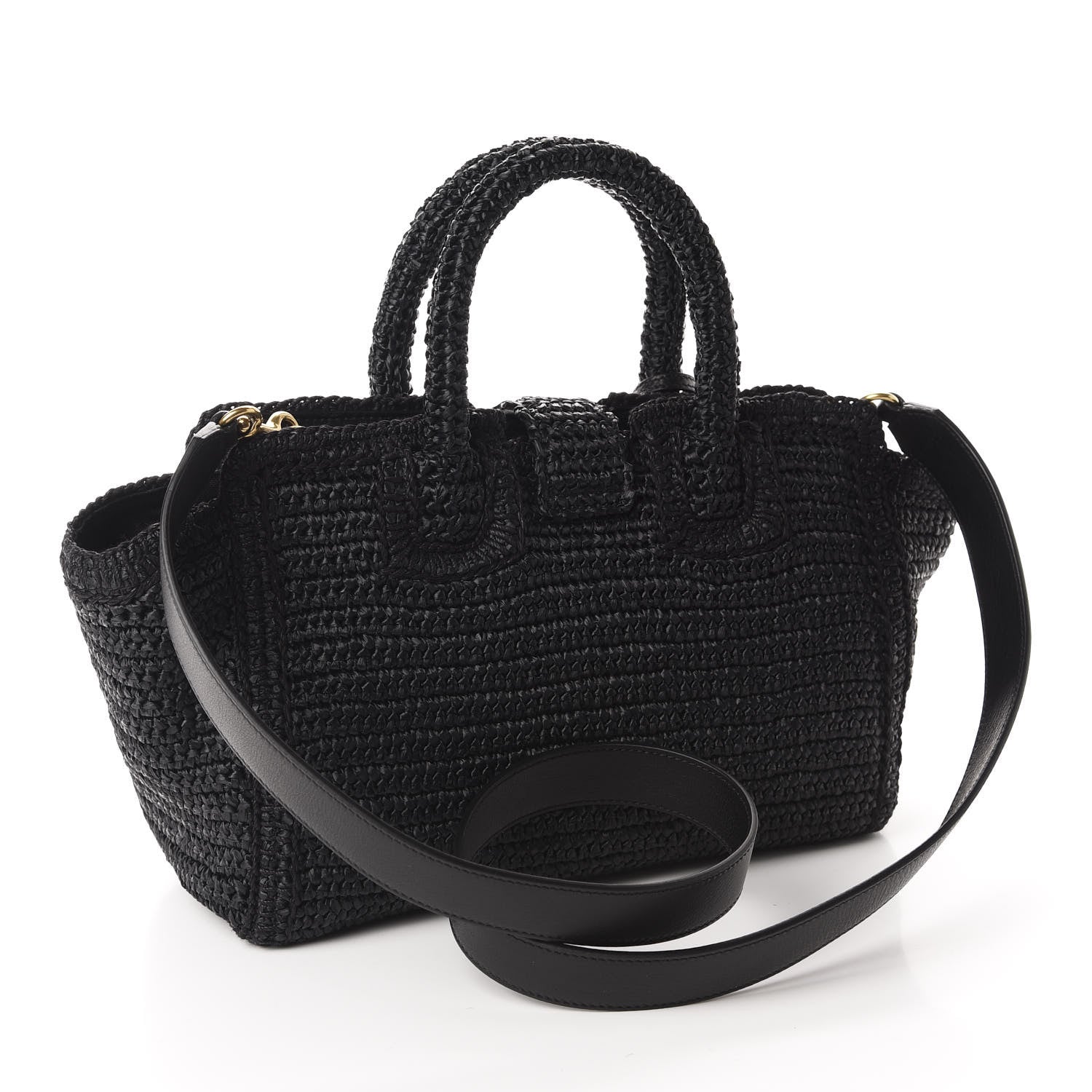 Saint Laurent Raffia Baby Monogram Downtown Cabas Black 3 of 10
