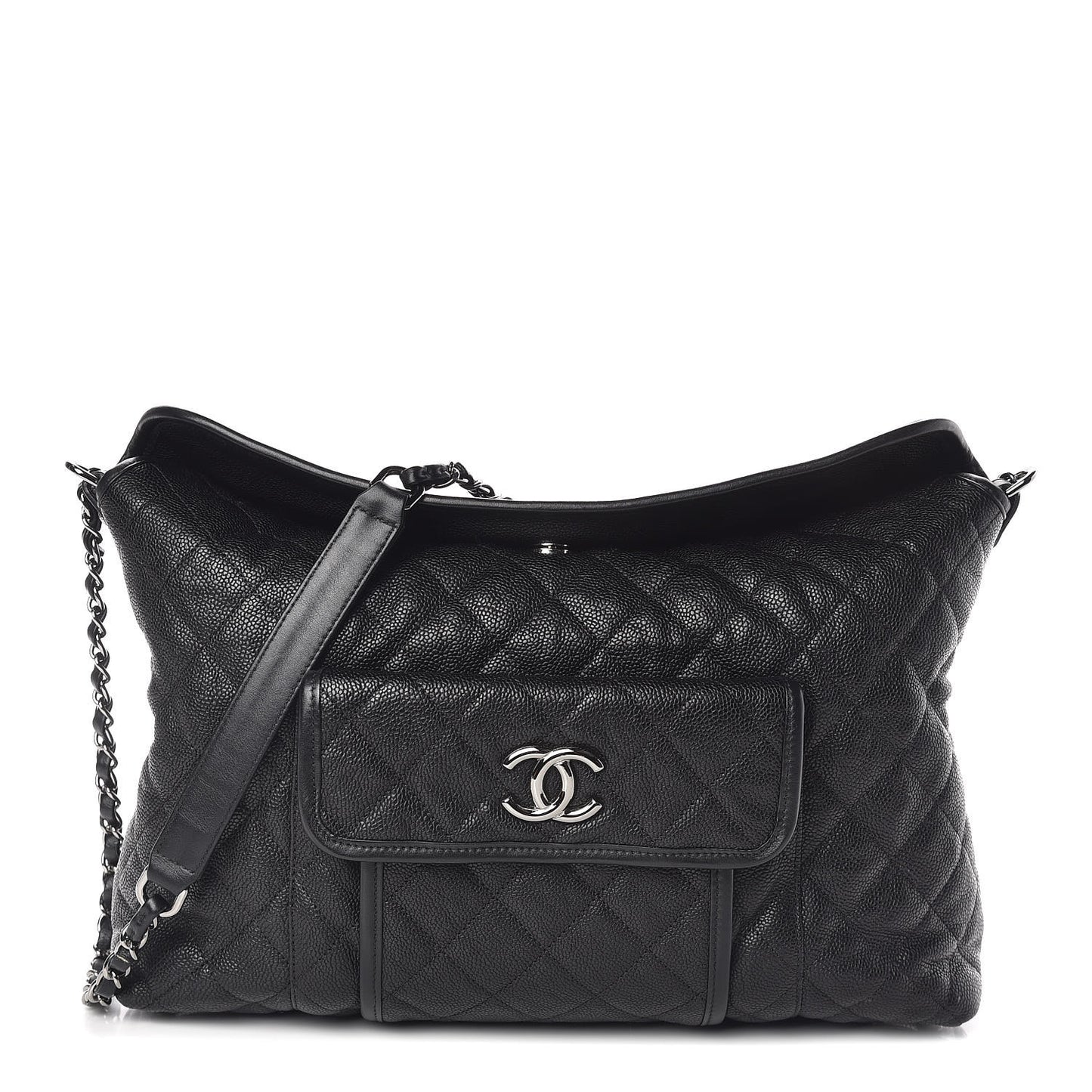 Caviar Quilted French Riviera Hobo Black