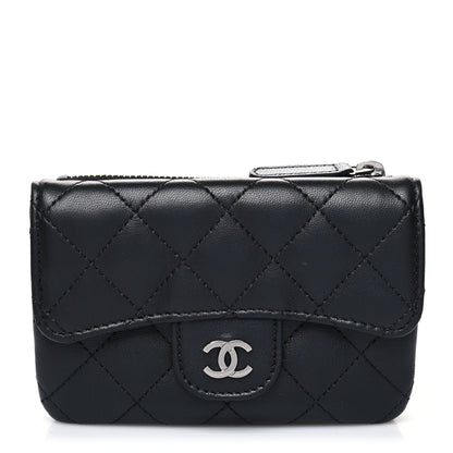 Chanel Lambskin Quilted Zip Card Holder Black 1 of 10