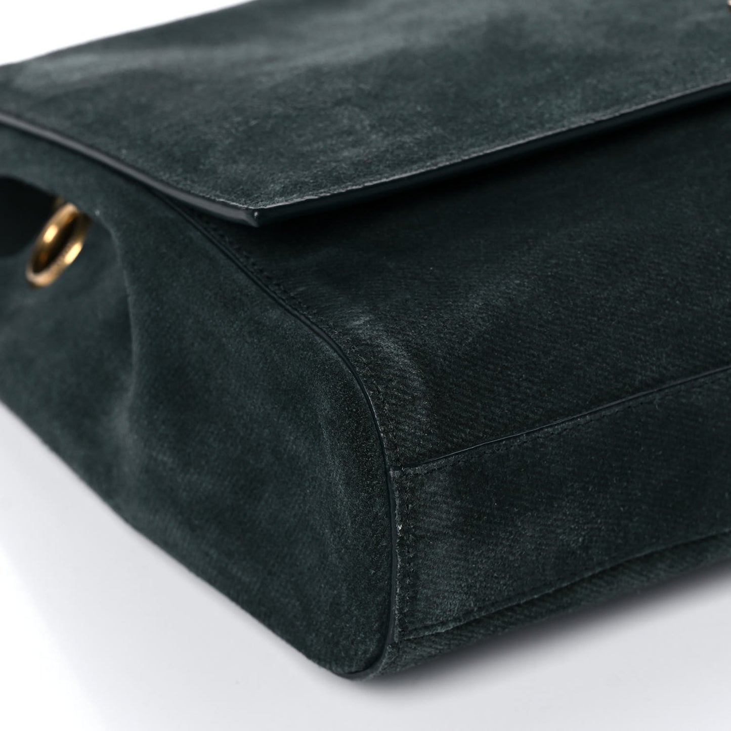 Smooth Calfskin Suede Medium Reversible Monogram Kate Satchel Dark Forest