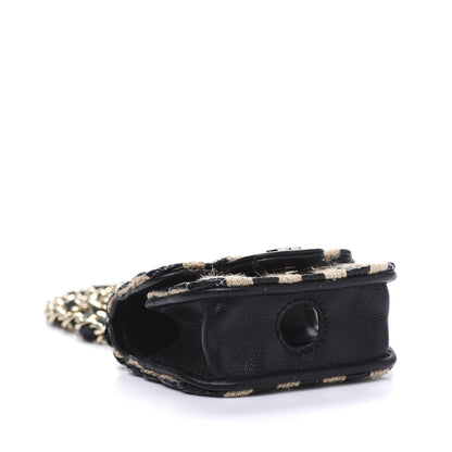 Chanel Raffia Jute Striped Airpods Pro Case Black Beige 4 of 9