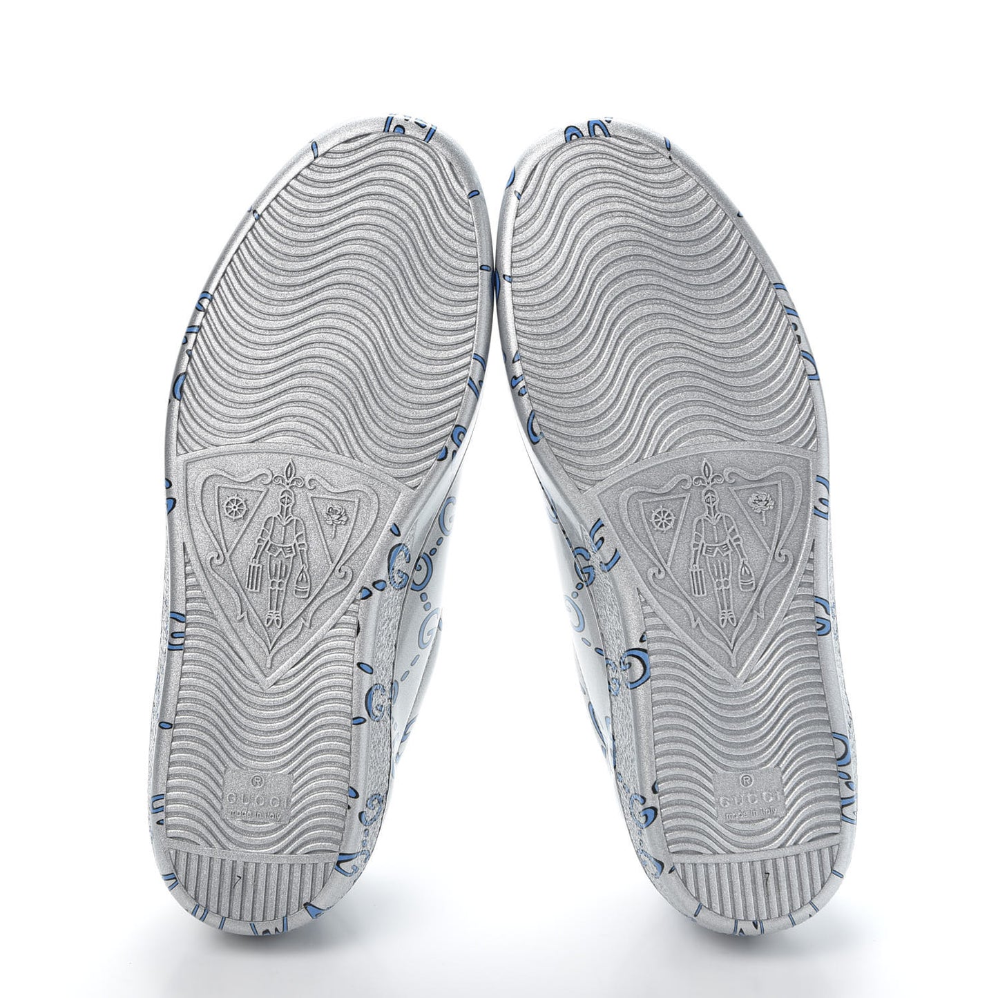 Miro Rubber Wax GucciGhost Print Mens New Ace Sneakers 7 Silver