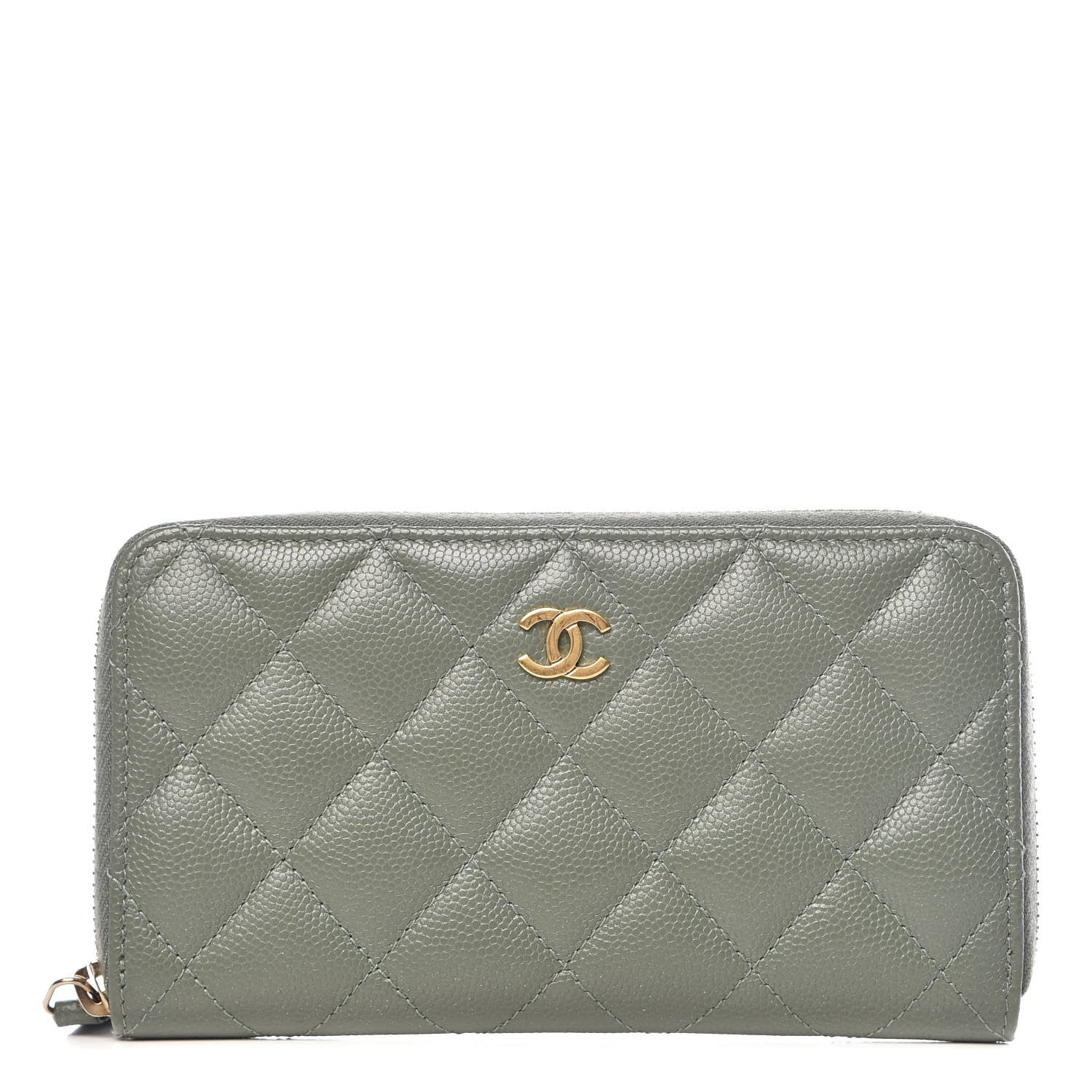 Chanel Iridescent Caviar Quilted Medium Zip Around Wallet Light Green 1 of 9