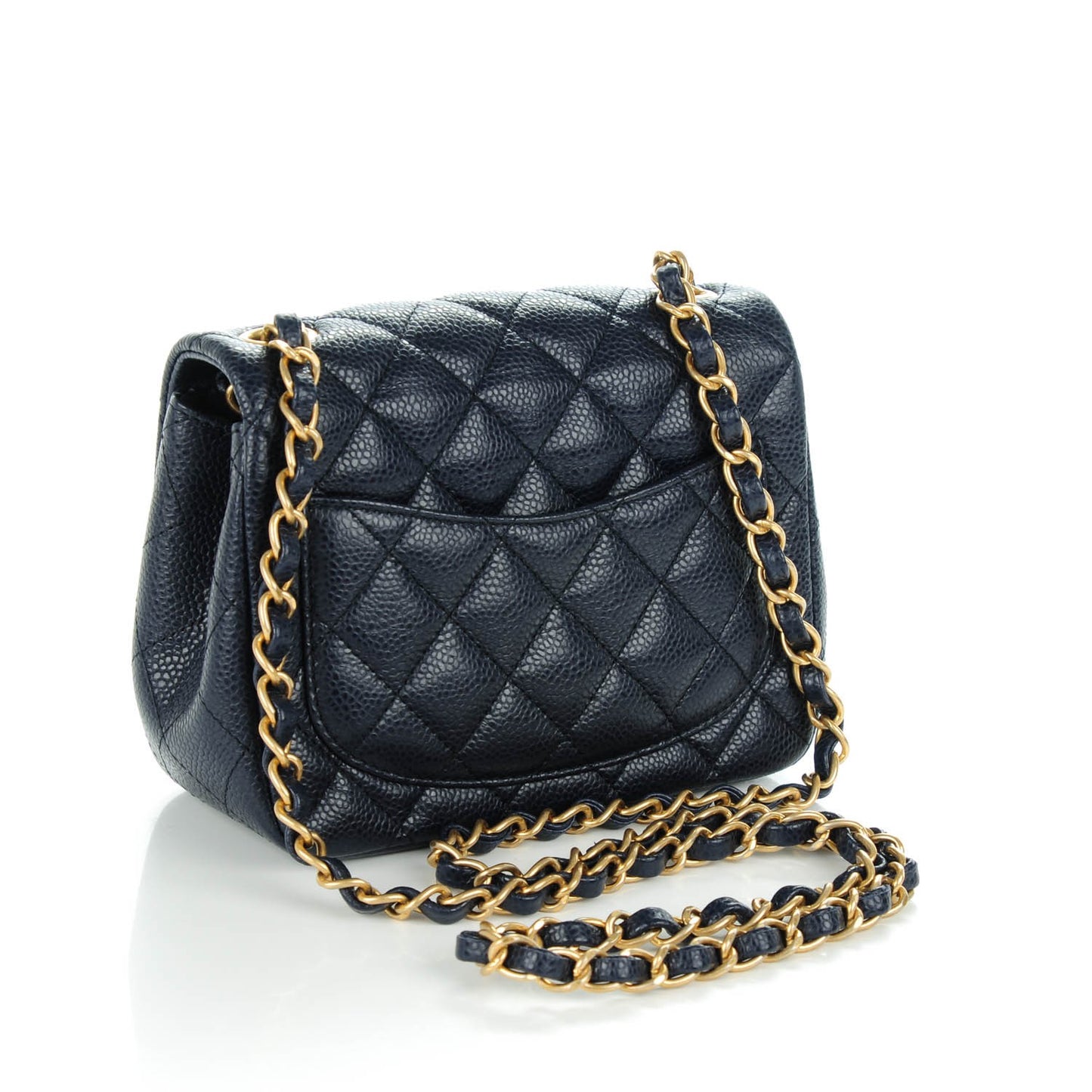 Caviar Quilted Mini Square Flap Navy