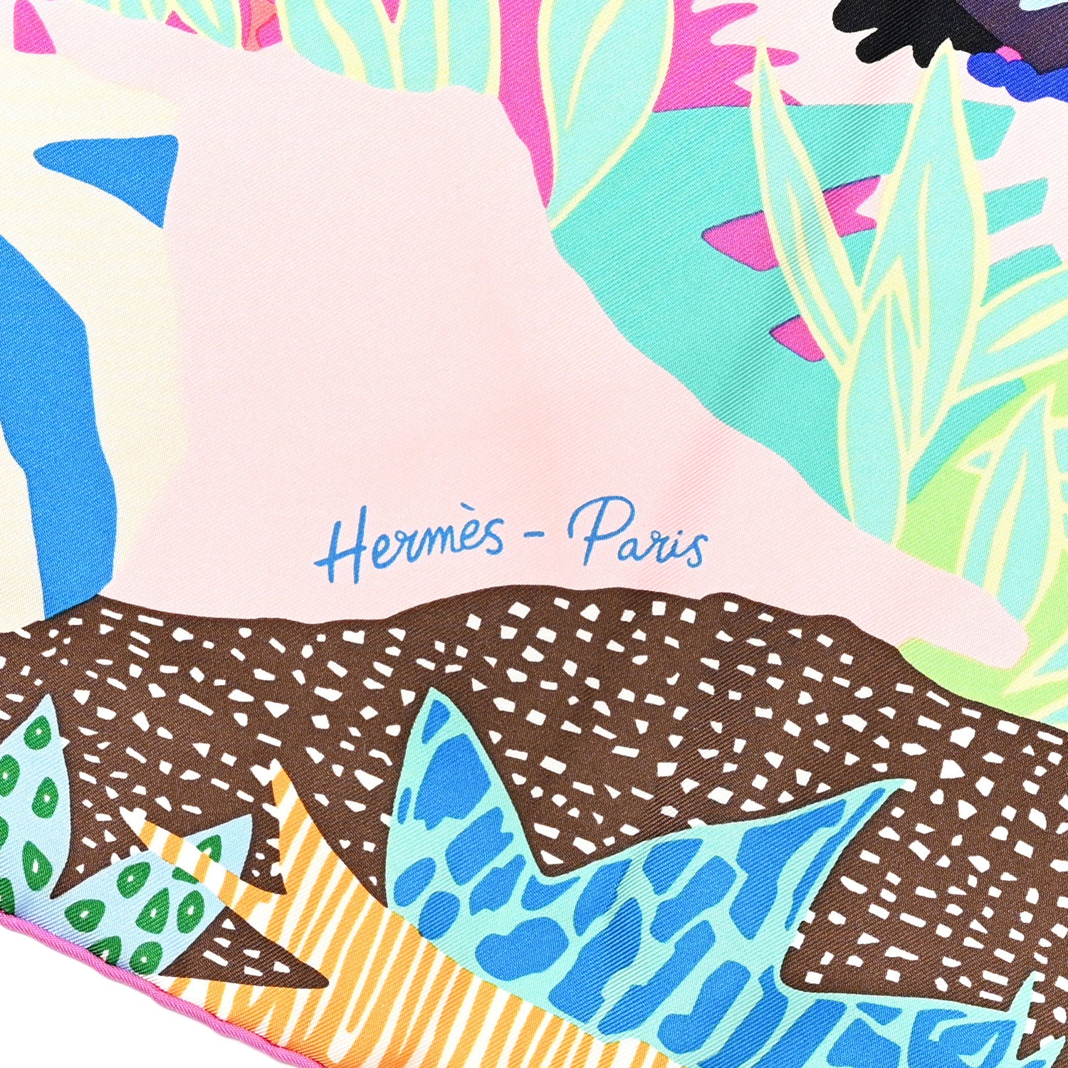 Hermes Silk En Liberte Scarf 90 Bleu Moyen Vert 2 of 8