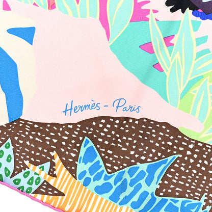 Hermes Silk En Liberte Scarf 90 Bleu Moyen Vert 2 of 8